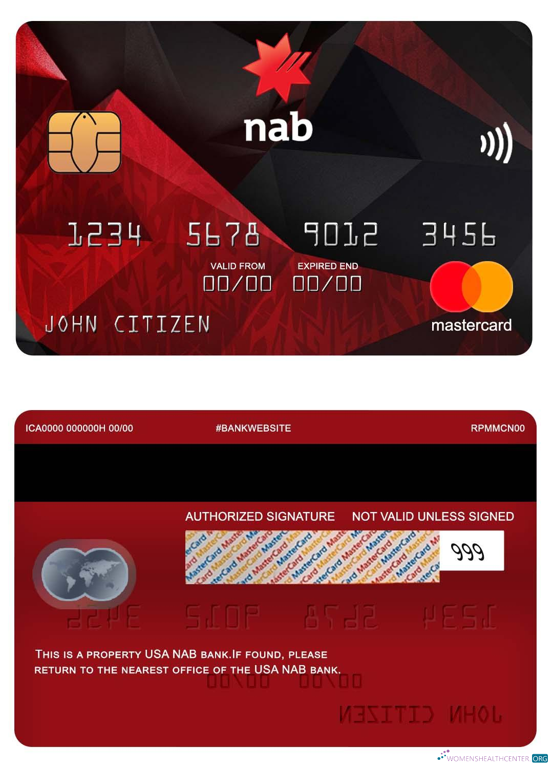 Download USA NAB bank mastercard Photoshop template